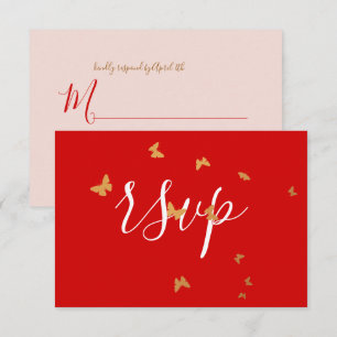 Cartão RSVP Borboletas do Bolo de Casamento