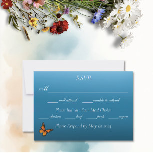 Cartão RSVP Borboletas Monarca Azul Ombre