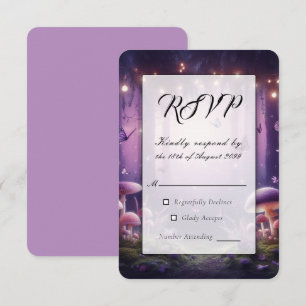 Cartão RSVP Borboletas Roxas e Céus Estrelados Casamento