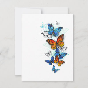 Cartão RSVP Borboletas voadoras Morpho e Monarca
