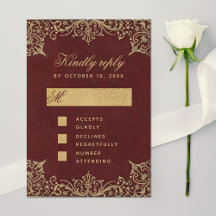 Bordô Vintage Dourado Caligrafia Elegante Casament