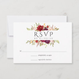 Cartão RSVP Borgonha - Casamento Floral de Marsala e Blush