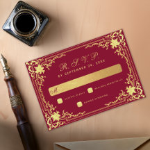 Borgonha Elegante Falso Dourado Casamento com Letr