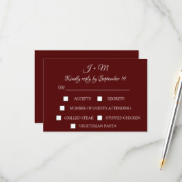 Cartão RSVP Borgonha Moderno Minimal Casual Simples Moderno RS