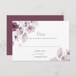 Cartão RSVP Borracha Rústica, Púrpura Derramada, Floral Rosa M