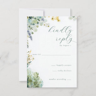 Cartão RSVP Botânica Floral em Aquarela Serena