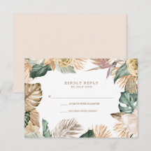 Botânica Floral Tropical Dourado Rosa Casamento