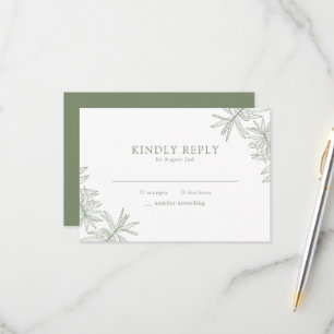 Cartão RSVP Botânica Minimalista Elegante Verde Sage