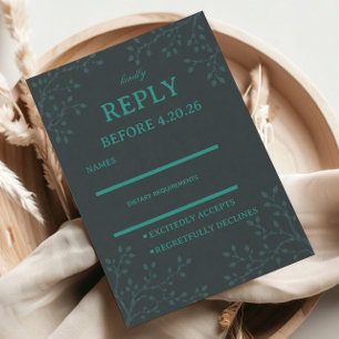 Cartão RSVP Botânica Verde Água Elegante
