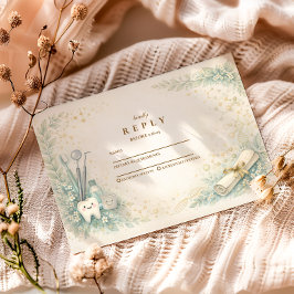 Cartão RSVP Botanical White Coat Dentist Graduation