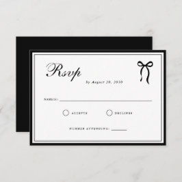 Cartão RSVP Bow Classic Old Money Black & White Wedding