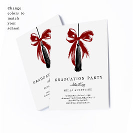 Cartão RSVP Bow Graduation Invitation Girl High School College