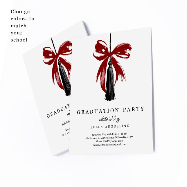 Cartão RSVP Bow Graduation Invitation Girl High School College (Criador carregado)