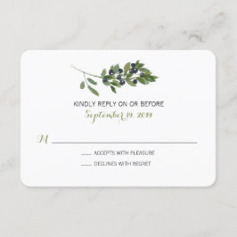 Cartão RSVP Branch de Oliveiras de Aquarela | VP de Casamento