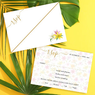 Cartão RSVP Branco de Casamento Lily Tropical Simp