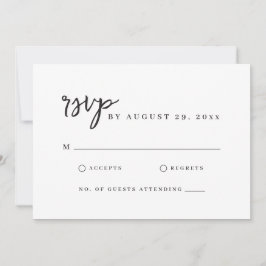 Cartão RSVP Branco Simples de Script Moderno Minim