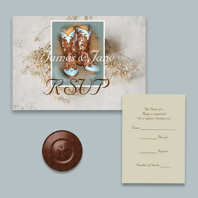 Cartão RSVP Bridal Boots com Respiração de Bebê Seco (Criador carregado)