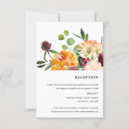 CARTÃO RSVP BRIGHT BLUSH YELLOW ORANGE FLORAL BUNCH RECEPÇÃO