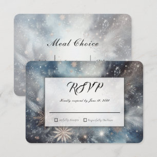 Cartão RSVP Brilho da Meia-Noite de Inverno Celestial Casament