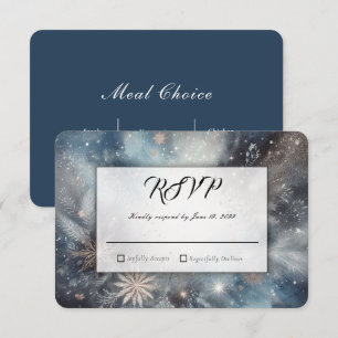 Cartão RSVP Brilho da Meia-Noite de Inverno Celestial Casament