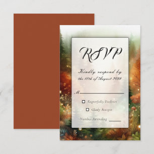 Cartão RSVP Brilho de Outono no Casamento da Floresta Encantad