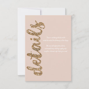 Cartão RSVP Brilho Rosa Dourado Rubor Glam Detalhes do Casamen