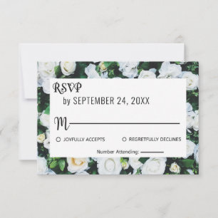 Cartão RSVP Brisas botânicas brancas rosas florais Casamento