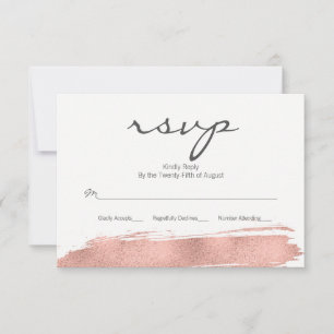 Cartão RSVP Brushstroke Dourado cor-de-rosa moderno que