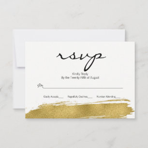 Cartão RSVP Brushstroke Dourado do falso moderno que Wedding o