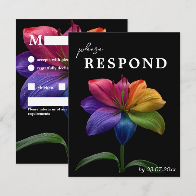 Cartão RSVP 🌈 Budget Petals & Plates (Frente/Verso)