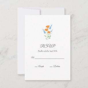 Cartão RSVP Buquê de Aquarela de Três Poppies