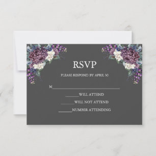 Cartão RSVP Buquê de Casamento de Gótico Estético Escuro