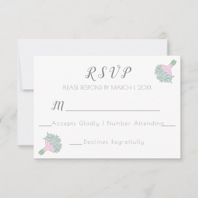 Cartão RSVP Buquê de Casamento do Estilo Estilo de Esqueciment (Frente)