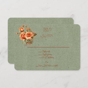 Cartão RSVP Buquê de Casamento Floral Laranja e Verde Incrível