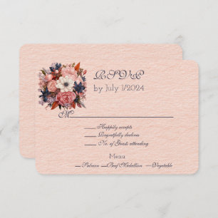 Cartão RSVP Buquê de Casamento Floral Laranja Negro Laranja