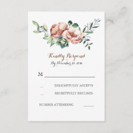 Cartão RSVP buquê de cor d'água floral queda marfim casamento 
