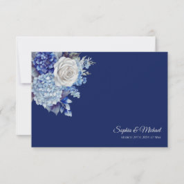 Cartão RSVP Buquê De Flor Azul De Água - Casamento-