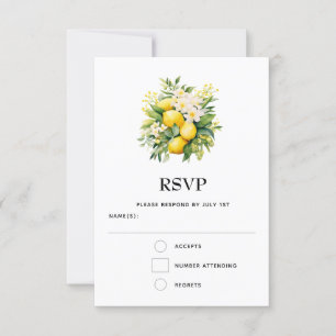 Cartão RSVP Buquê de limão com Casamento de Brilhos Brancos