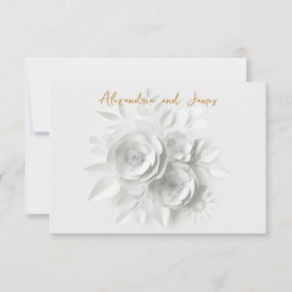 Cartão RSVP Buquê de rosas brancas de casamento