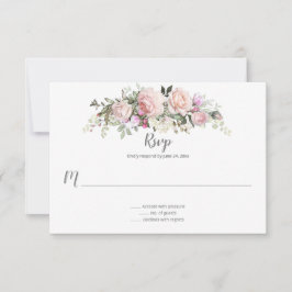 Cartão RSVP Buquê Floral Sweetheart Blush com Fundo Verde Clar