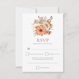 Cartão RSVP Buquê Floral Terracotta do outono Moderno