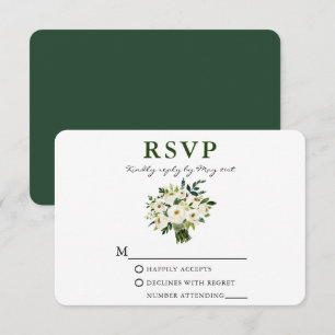 Cartão RSVP Buquê verde aquarela verde verde