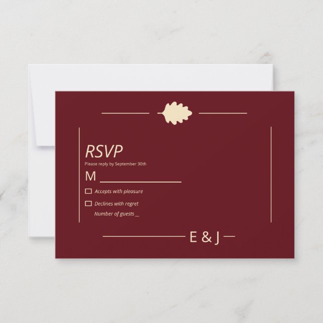 Cartão RSVP Burgundy Autumn Wedding (Frente)