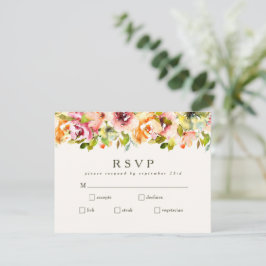 Cartão RSVP Burgundy Floral Botânica Casada Escolha da Refeiçã