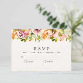 Cartão RSVP Burgundy Floral Country Casamento Simples