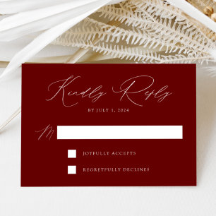 Cartão RSVP Burgundy Modern Elegance Wedding