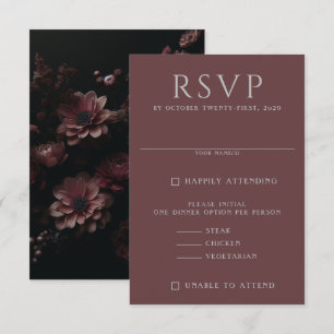 Cartão RSVP Burgundy Moody Floral