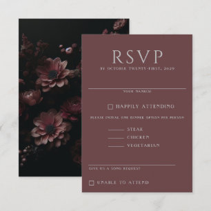 Cartão RSVP Burgundy Moody Floral