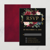Burgundy Vermelho Azul Marinho Floral Boho Casamen