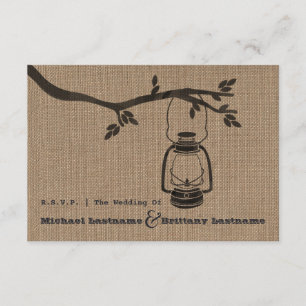 Cartão RSVP Burlap Inspiron Oil Lantern Wedding R.S.V.P.